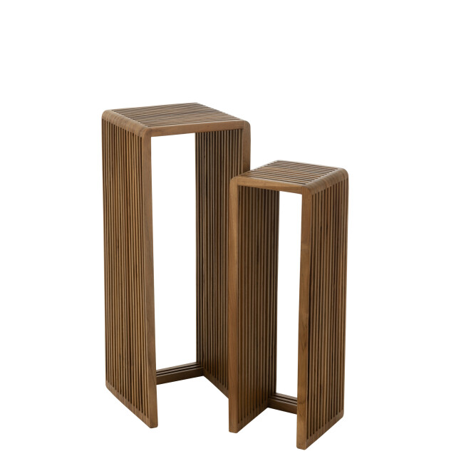 J-Line Set of 2 side tables cubic recycle teak natural 40801 large