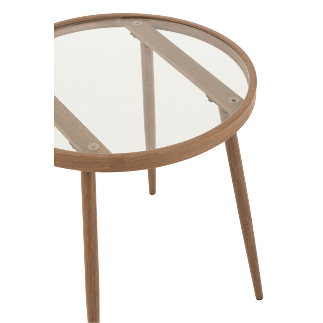 J-Line Side table round metal/glass dark brown 20079 large