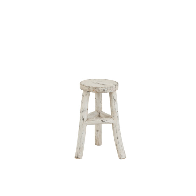J-Line Kruk rond hout white wash ibiza 1168 large