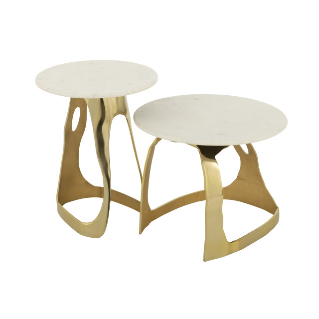 J-Line Side table aluminium/stone gold colored/white large 55946 large