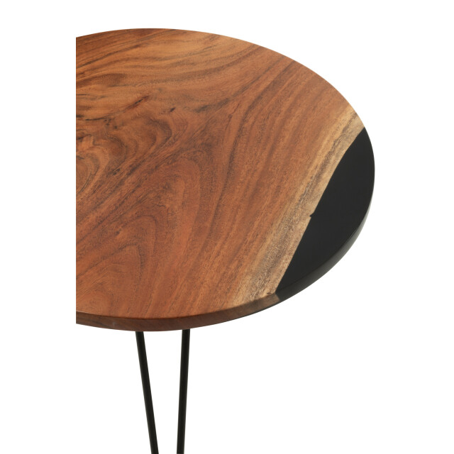 J-Line Side table round acacia wood/resin natural/black 51005 large