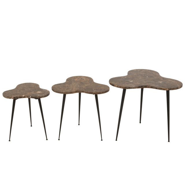 J-Line Set of 3 side tables bee marble/metal brown/black 45995 large