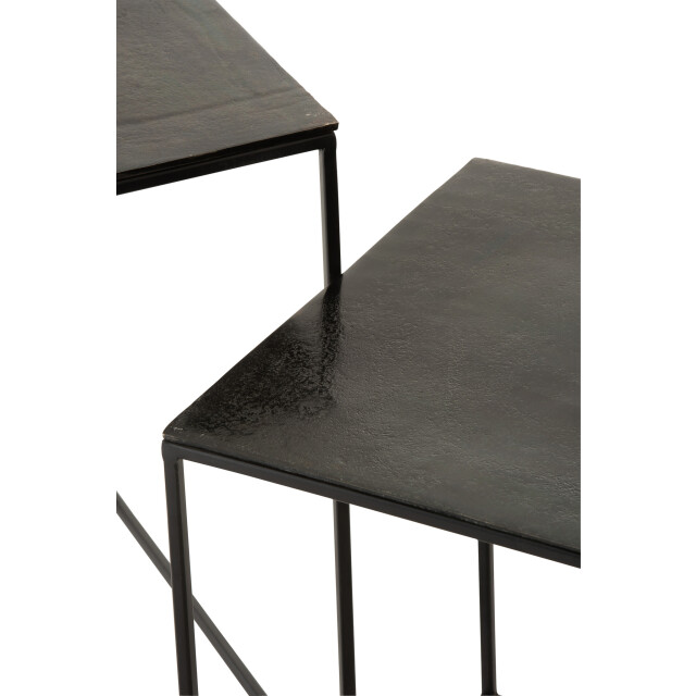 J-Line Set 2 side tables square oxidize aluminium/iron antique black 96997 large
