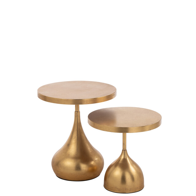 J-Line Set of 2 side tables drop metal gold 46440 large