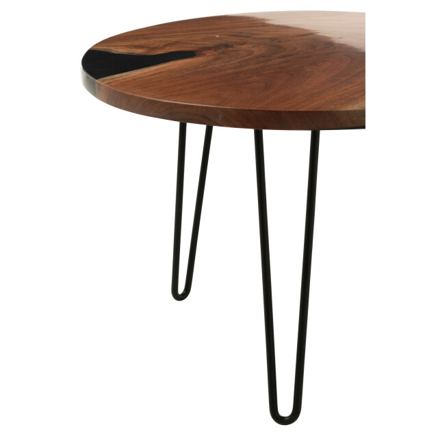 J-Line Side table round acacia wood/resin natural/black 51005 large