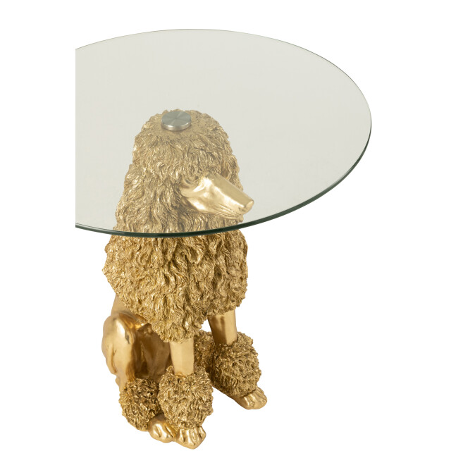 J-Line Side table poodle round polyresin gold colored 55312 large