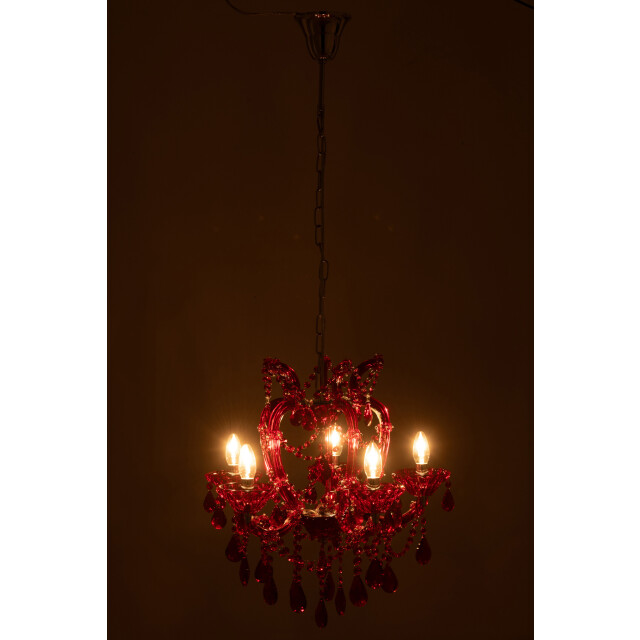 J-Line Ceiling lamp chandelier antique glass red 59046 large