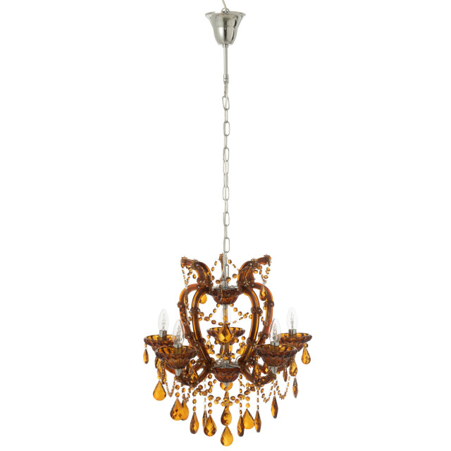 J-Line Ceiling lamp chandelier antique glass brown 59097 large