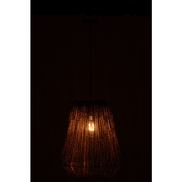 J-Line Hanging lamp weave metal/palm black large 46285 large