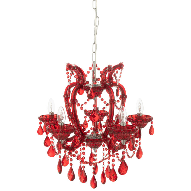 J-Line Ceiling lamp chandelier antique glass red 59046 large