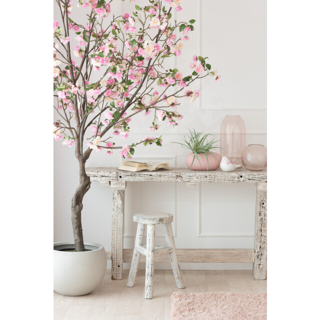J-Line Kruk rond hout white wash ibiza 1168 large