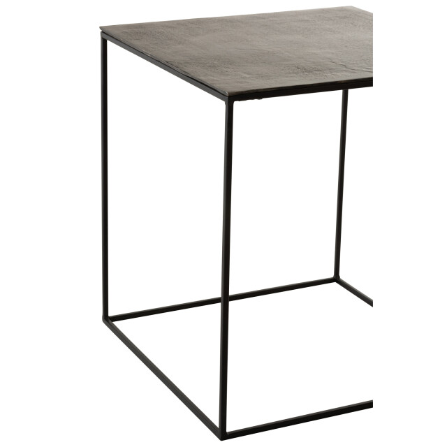 J-Line Set 2 side tables square oxidize aluminium/iron antique black 96997 large