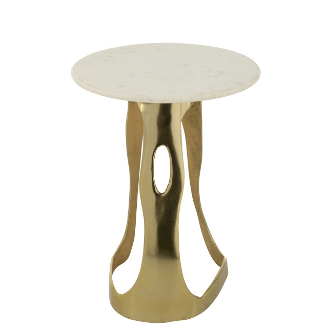 J-Line Side table aluminium/stone gold colored/white large 55946 large