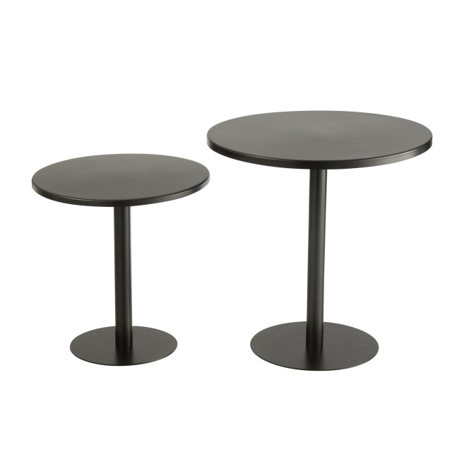 J-Line Set of 2 side tables round metal black 46275 large