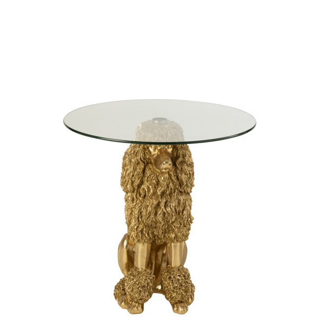 J-Line Side table poodle round polyresin gold colored 55312 large