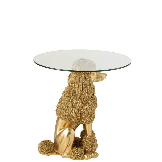 J-Line Side table poodle round polyresin gold colored 55312 large