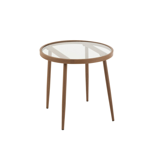 J-Line Side table round metal/glass dark brown 20079 large