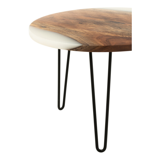 J-Line Side table round acacia wood/resin natural/white 51010 large