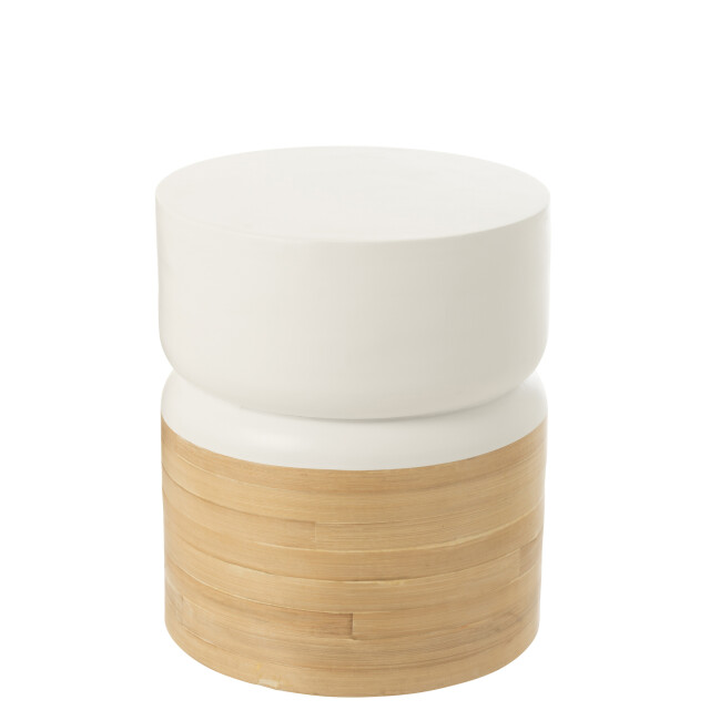 J-Line Side table round bamboo white/natural 51851 large