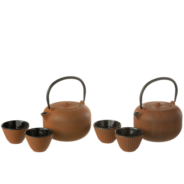 J-Line Box of 1 tea pot metal brown assortment 2 52821 large