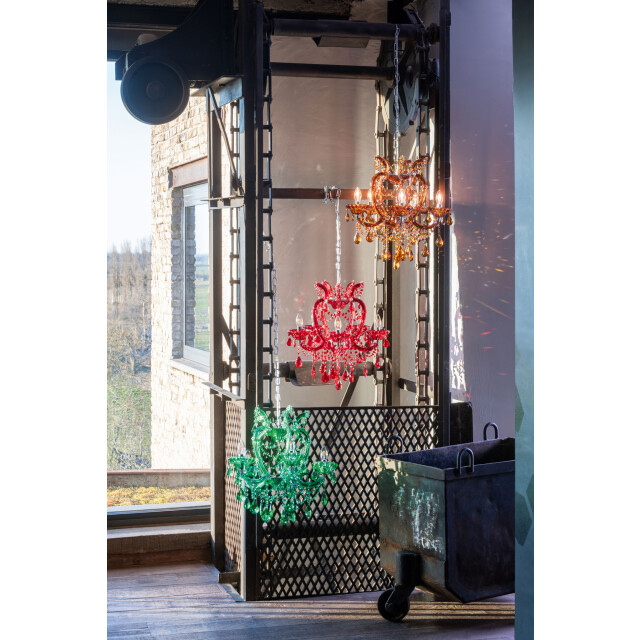 J-Line Ceiling lamp chandelier antique glass brown 59097 large