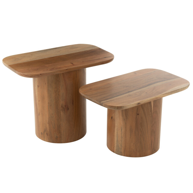 J-Line Set of 2 side tables acacia wood/mdf natural 51021 large