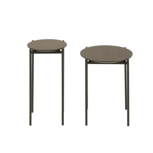 J-Line Set of 2 side tables round mdf/metal dark brown 51067 large