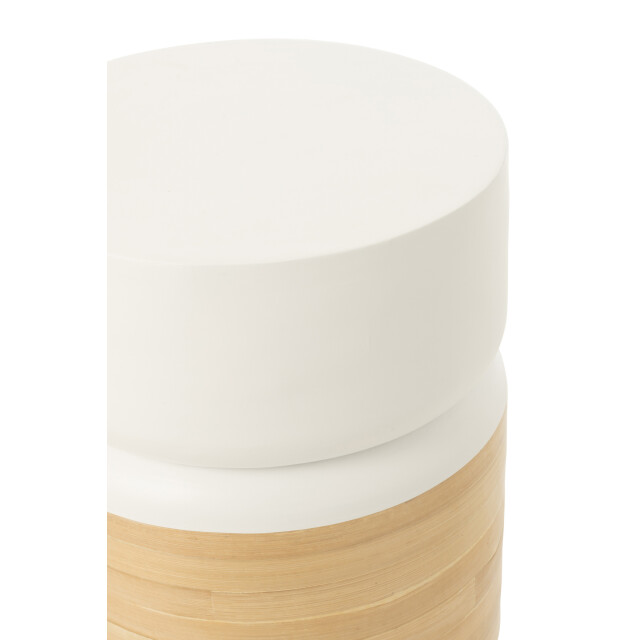 J-Line Side table round bamboo white/natural 51851 large