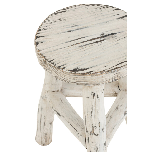 J-Line Kruk rond hout white wash ibiza 1168 large