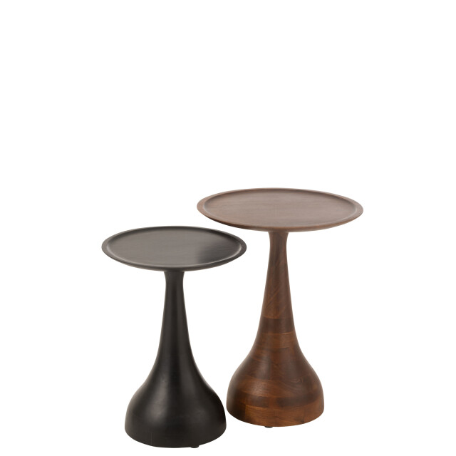 J-Line Set of 2 side tables paro mango wood brown/black 46008 large