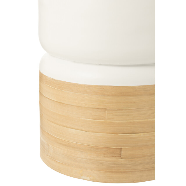 J-Line Side table round bamboo white/natural 51851 large