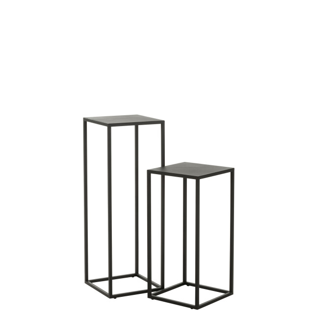 J-Line Set of 2 side tables square metal black 86171 large