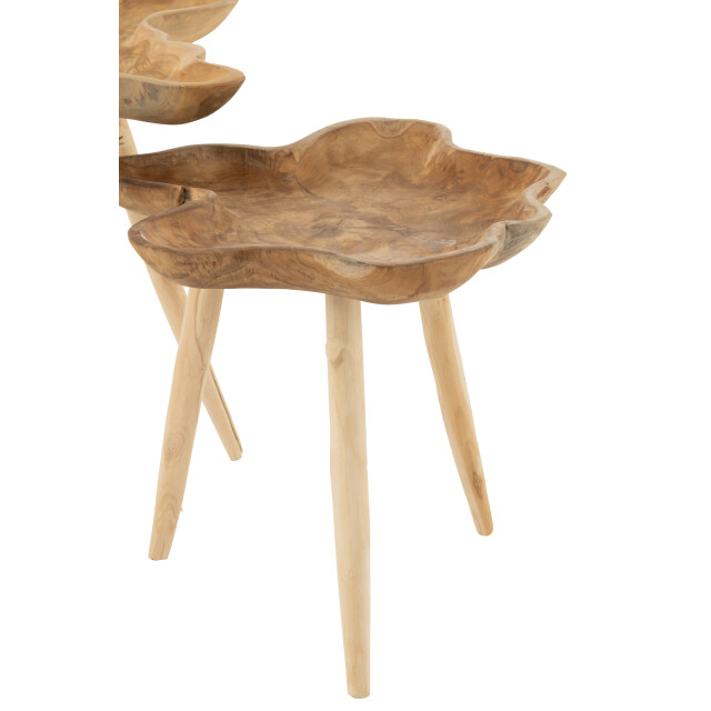 J-Line Set of 2 side table splash teak wood natural 50986 large