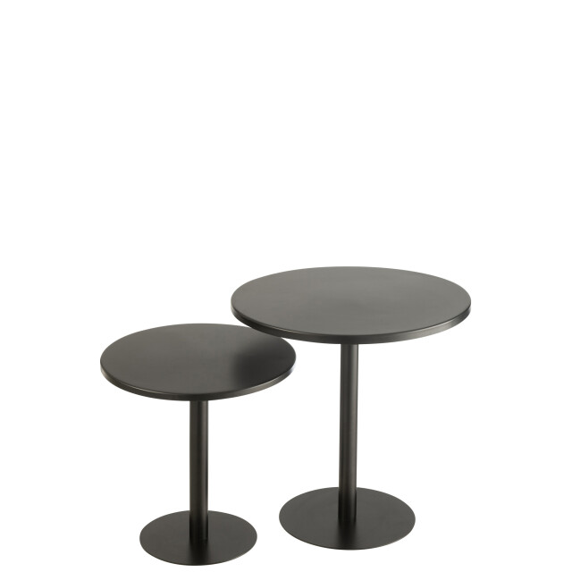 J-Line Set of 2 side tables round metal black 46275 large
