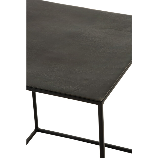 J-Line Set 2 side tables square oxidize aluminium/iron antique black 96997 large
