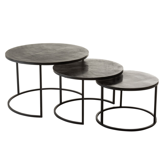 J-Line Set 3 side tables round oxidize aluminium/iron antique black 97000 large