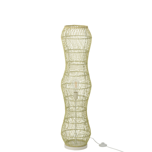 J-Line Floor lamp rattan braided metal green 53781 large