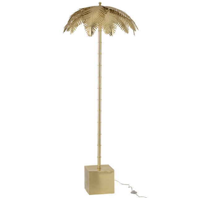 J-Line Lamp standing coconut leaves steel gold 96493 large