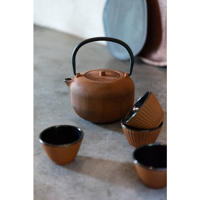 J-Line Box of 1 tea pot metal brown assortment 2 52821 large
