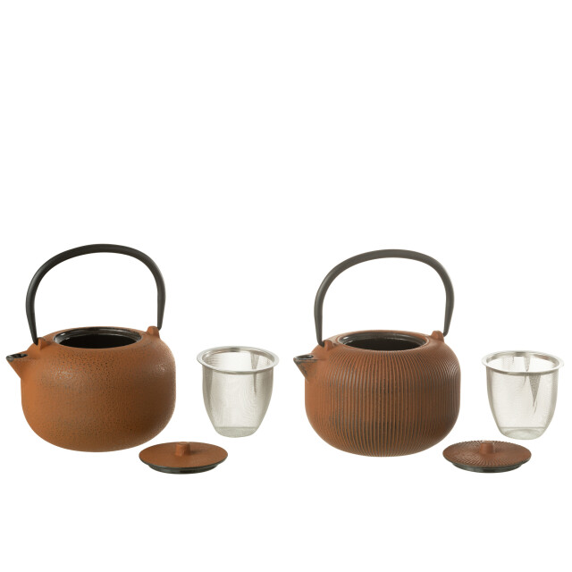 J-Line Box of 1 tea pot metal brown assortment 2 52821 large