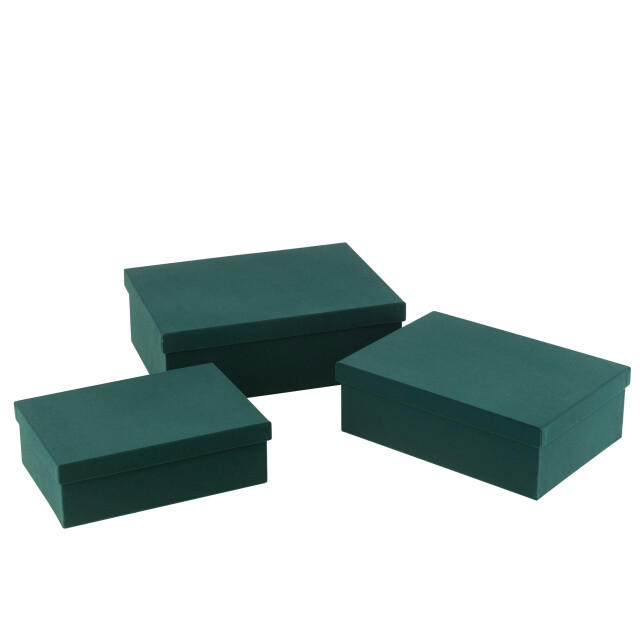 J-Line Set of 3 box rectangle velvet paper green 49223 large