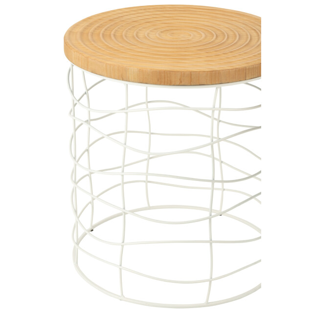 J-Line Set of 2 side tables carving iron/pine wood natural/white 50832 large