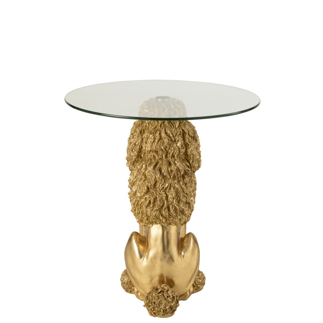 J-Line Side table poodle round polyresin gold colored 55312 large