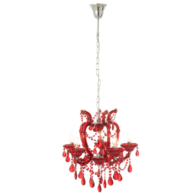 J-Line Ceiling lamp chandelier antique glass red 59046 large