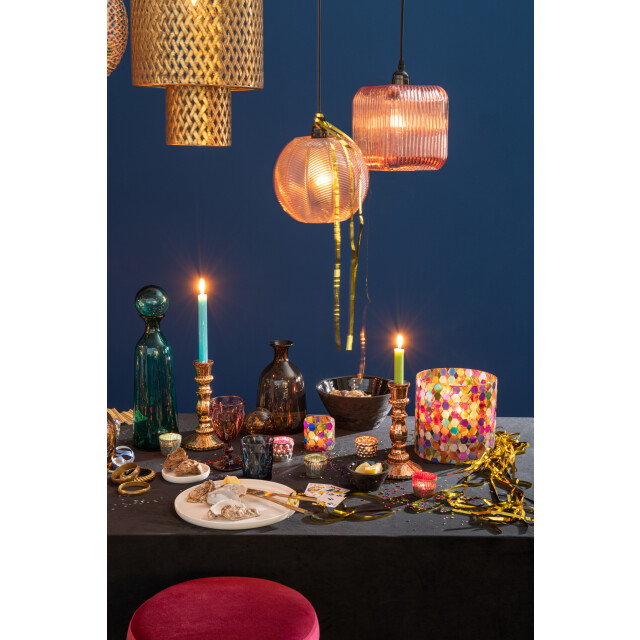 J-Line Bottle+plug regular decorative low glass brown small 18628 large