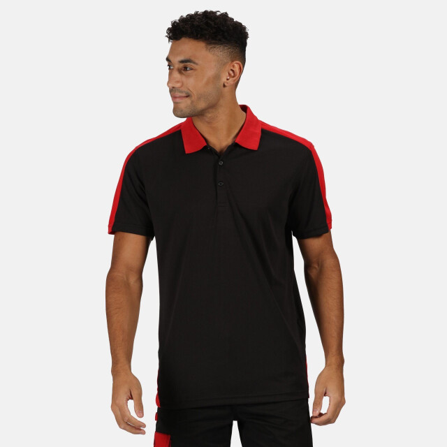 Regatta Herencontrast coolweave polo shirt UTLT333_blackclassicred large