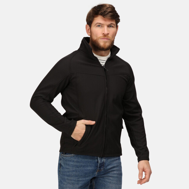 Regatta Roestige heren softshell windbestendige fleece jacket UTLT381_allblack large