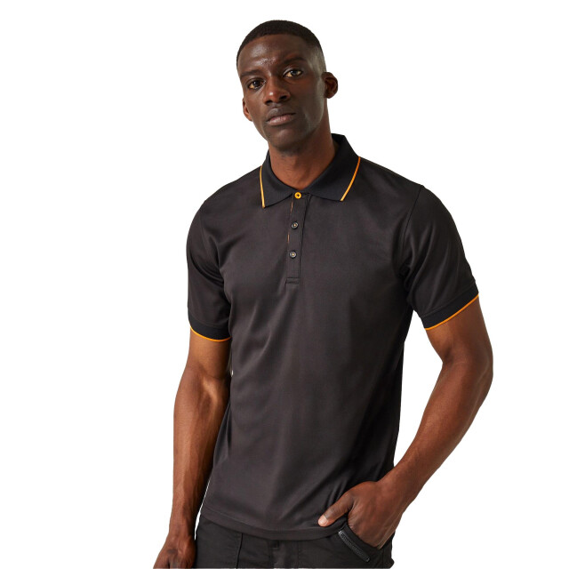 Regatta Heren navigate poloshirt met korte mouwen UTLT393_blackorangepop large