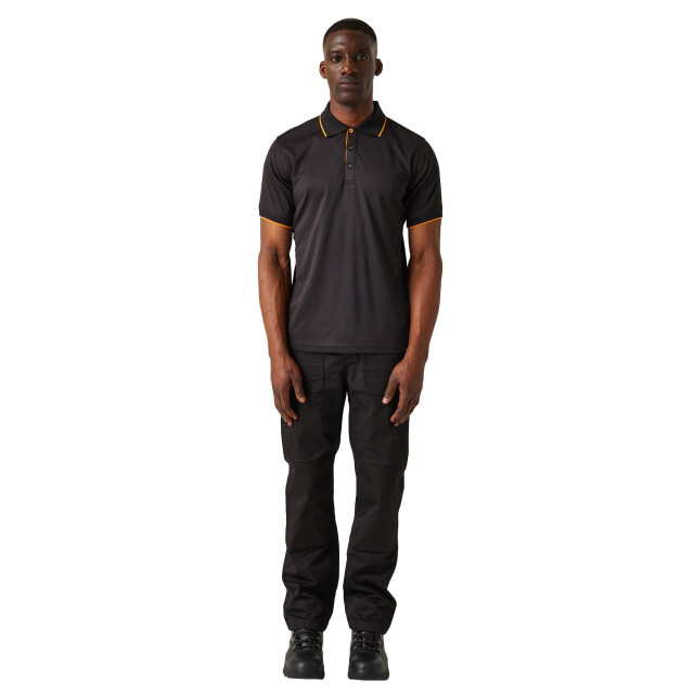 Regatta Heren navigate poloshirt met korte mouwen UTLT393_blackorangepop large