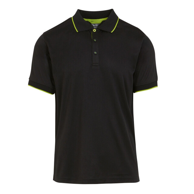 Regatta Heren navigate poloshirt met korte mouwen UTLT393_blacklimegreen large